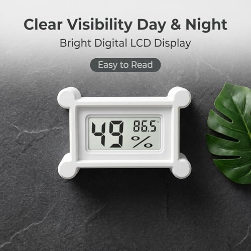 2 Pcs Reptile Thermometer and Humidity Gauge, Digital Thermometer with Strong Magnet, Mini Digital Hygrometer with LCD Screen for Reptile Terrariums and Seed Starter Trays