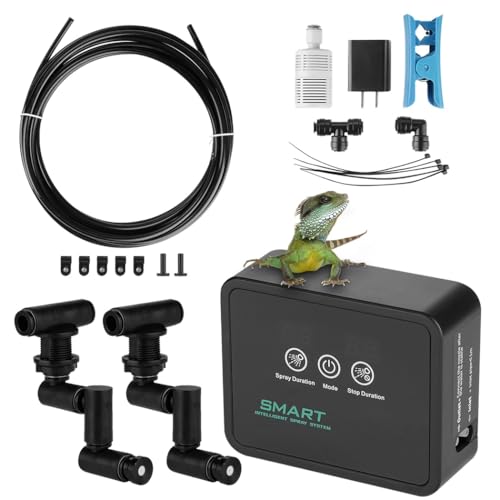 Automatic Mister for Reptile Terrarium Tank with Smart Spray System, Timer, 360°Adjustable Misting Nozzles & Led Touch Screen for Rainforest Amphibians