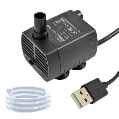 CONQUERALL DC 5V 29GPH 1W 1.5ft USB Water Pump with 3.3ft Tubing for Dog Water Dispensers (Black) - color: Usb 5v 1w 110l/H 45cm Head (Black)