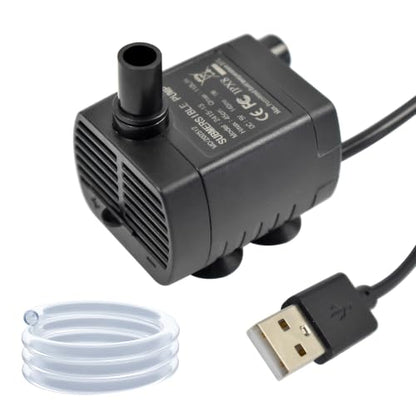 CONQUERALL DC 5V 29GPH 1W 1.5ft USB Water Pump with 3.3ft Tubing for Dog Water Dispensers (Black) - color: Usb 5v 1w 110l/H 45cm Head (Black)
