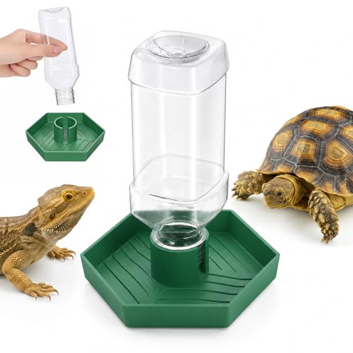 Reptile Water Dispenser, Terrarium Tank Reptiles Food Feeders Bowl, Reptile Water Feeder, Automatic Water-Dispenser, Bearded Dragon Water-Bowl, Small Water-Dish for Lizards Turtles Snake (12.5x10.8cm)