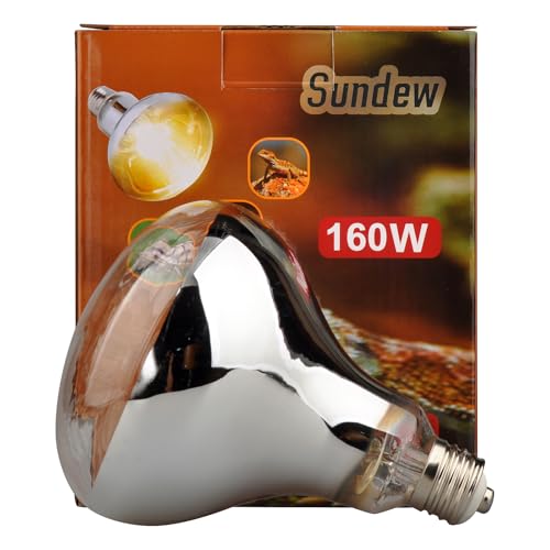 Sundew 160W Reptile Mercury Vapor Bulb, 120V E26 Base, Clear Glass UVA/UVB Basking Spot Lamp, R36 (115mm) - color: Clear