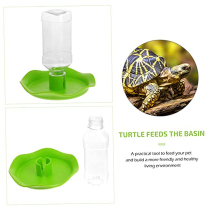 1Pc Reptile Automatic Water Feeder Basin Dual Function Pet Fountain for Tortoise Lizard Durable Water Bowl Food Plate Easy Reptile Terrariums