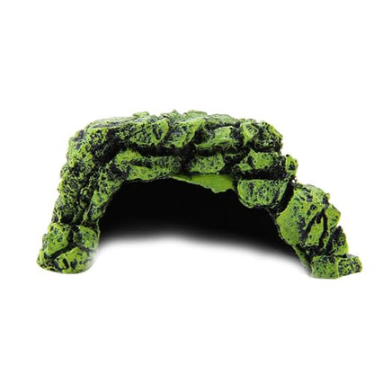Reptile Hide Cave Resin Rock Shelter Hideout Basking Platform Decor, Natural Safe Climbing Resting Spot for Terrarium Aquarium Brown Medium 4.7 x 4.3 x 2.4 in 1 Pack