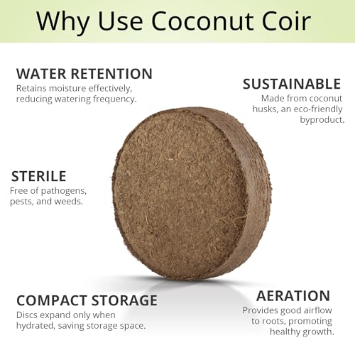 Coconut Coir Potting Soil for Indoor Plants - Expands to 3.5 Quart (7.5 lb) | Bonsai Soil Discs Perfect for General Houseplants, Herbs, and Bonsai Trees - Expands with Water - size: 3.5 Quart