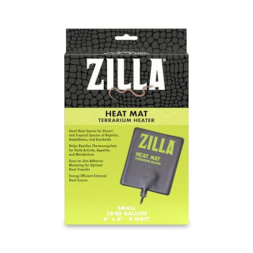Zilla Heat Mat, Terrarium Heater for Reptiles, Snakes (Ball Pythons, Corn Snakes), Leopard Geckos, Tortoises, Amphibians and Arachnids, Small, Fits 10-20 Gallon, 8 Watt - size: Small