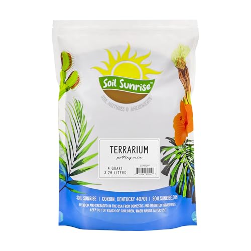Soil Sunrise Terrarium Potting Soil Mix (4 Quarts) w/Blended Filtering Charcoal Custom Made for Terrariums - size: 4 Quarts