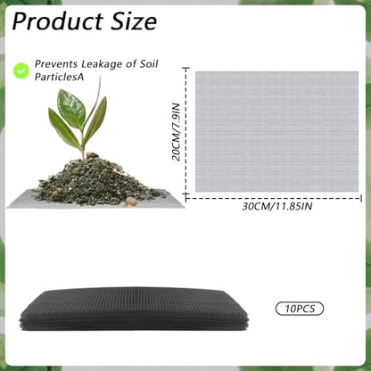 10 PCS Flower Pot Hole Mesh Pad, 8×12inch Squares Drainage Hole, Plant Pot Drainage Mat, Plant Potting Mat to Prevent Soil Loss, Gardening Gifts for Friend - size: 10 PCS 8*12 Inch Rectangular