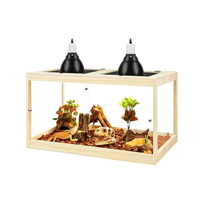 PROLEE Reptile Tank, 31 Gallon Beard Dragon Tank, Tempered Glass Reptile Encloure and Snake Tank with Locking Design for Lizard,Gecko,Chameleon (24"X15.5"X15.5",Oak) - color: Oak, size: 31 Gallon (24x15.5x15.5 Inch)