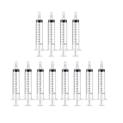 12 Pack 10ml Syringe for Liquid Without Needle,Syringe with Cap,Individually Wrapped,Measurement for Scientific Labs,Measuring Liquids,Pet Feeding,Oil or Glue Applicator (A 12 Pack 10ml) Straight Mouth - size: A 12 Pack 10ml