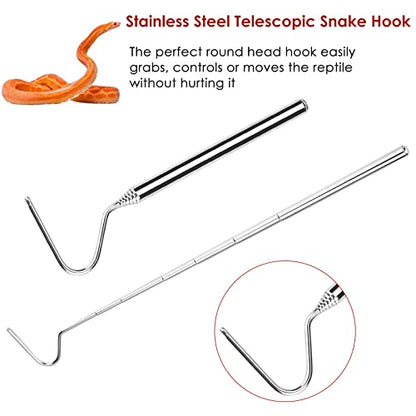 Collapsible Snake Hook Stainless Steel Extensible Snake Catcher Capture Hook for Catching Handling Grabber Separate Small Pet Snake