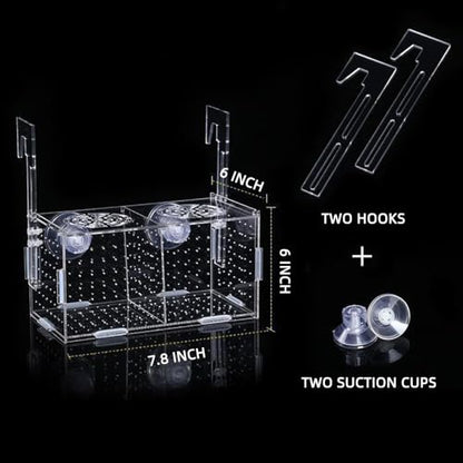 Acrylic Fish breeding Box, Fish Separation Breeder Box Acrylic Fish Tank Breeding Isolation Box for Aquarium Hatchery Incubator with Suction Cups for Baby Fishes Shrimp Clownfish (6*6*8inch)