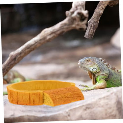 Sosoport Crawl Pets Water Basin Bark Pattern Reptile Water Dish for Lizards Turtles and Snakes Easy to Clean Non-Spill Design for Terrarium Accessories