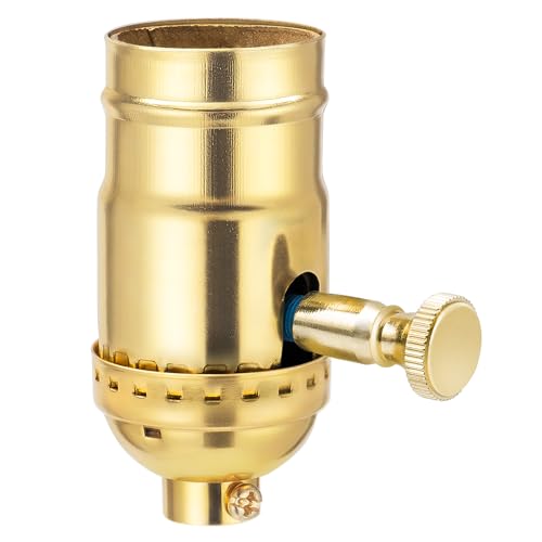 DiCUNO UL Listed Full Range Dimmer Lamp Socket Replacement, Vintage E26 Light Bulb Socket, Rotating Dimmer Switch Knob for Table, Floor Lamp, DIY Project, Gold, 150 Watt, 1-Pack - style: Gold