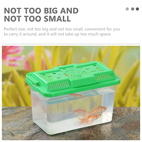 Ipetboom Portable Fish Tank 5.11X3.54X3.54 Inch Handheld Transparent Turtle Box Plastic Aquarium Reptile Carrier Small Pet Hamster Habitat - size: 13x9cm