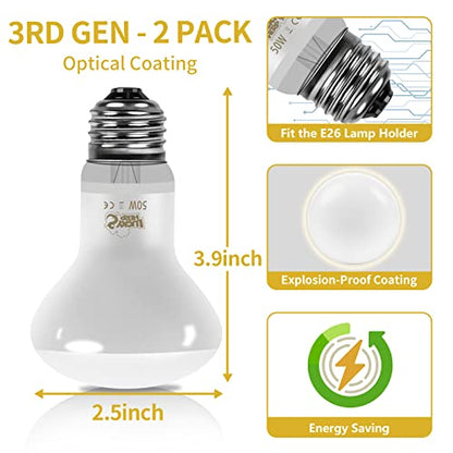 LUCKY HERP New Upgrade 50W Reptile Heat Lamp Bulb (3rd Gen, Safer), Amphibian Basking Spot Light Bulb, UVA Reptile Daylight Bulb for Turtle, Bearded Dragon, Lizard Heating Use (2 Pack) - color: 3rd Gen 50w Heat Lamp, size: 3rd Gen Reptile Heat Lamp