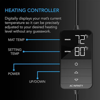 AC Infinity SUNCORE H7, Seedling Mat 48” x 20.75” with Digital Thermostat Controller for Exact Temperature Levels, Waterproof Heating Pad for Indoor Gardening, Hydroponics, Germination, Cloning