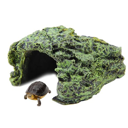 Reptile Hideout, Terrarium Decor Resin Reptile Rock Cave Turtle Basking Platform Aquarium Habitat Decoration Tank Accessories for Lizards Gecko Fish Turtles Snakes Frogs