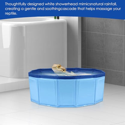 Foldable Bearded Dragon Bathtub, Bearded Dragon Pool, Bearded Dragon Bathtub with Soft Brush and Towel Set Reptile Accessories