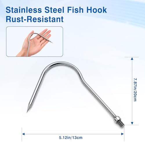 Cyfie 5/7 Prong Fishing Harpoon, Stainless Steel Gig Gaff Hook with 8mm Screw, Harpoon Hook for Hunting Fish Flounder Frog Gig in Pond River Lake, Capable for Fishing Gaff Gig Pole - color: 1 Prong with 8mm screw