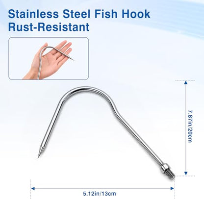 Cyfie 5/7 Prong Fishing Harpoon, Stainless Steel Gig Gaff Hook with 8mm Screw, Harpoon Hook for Hunting Fish Flounder Frog Gig in Pond River Lake, Capable for Fishing Gaff Gig Pole - color: 1 Prong with 8mm screw