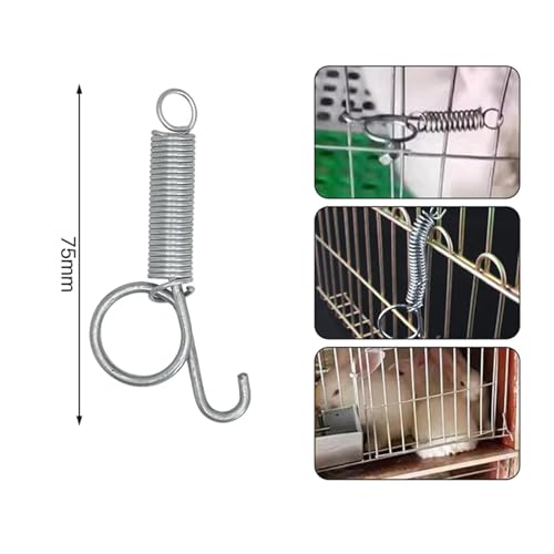 24 PCS Multipurpose Spring Animal Cage Latches Lock Rabbit Door Tension with Hook(75mm) - color: 75mm