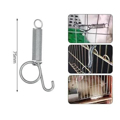 24 PCS Multipurpose Spring Animal Cage Latches Lock Rabbit Door Tension with Hook(75mm) - color: 75mm