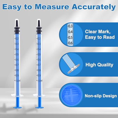 1ml with Measurement for Scientific Labs, Feeding Pets, Refilling and Measuring Liquids,Dispensing,with Cap (5PCS, 1ml) - size: 5PCS-1ml