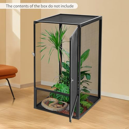 Large Reptile Terrarium with Aluminum Alloy Frame, 120 Gallon Vertical Lizard Cage for Chameleon, Crested Gecko, Frog & Jumping Spider, 45x45x80cm Climbing Enclosure, Removable Mesh Panels