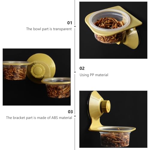 Cabilock 2pcs Suction Cup Reptile Feeding Bowls Set, Sturdy Plastic Lizard Food and Water Feeder Accessories for Terrarium Tanks, Suitable for Lizards and Amphibians