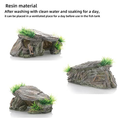 Betta Fish Hideout Cave Aquarium Rock Decor for Small Tank – 5.5 x 2.9 | Shelter for Betta Fish Guppies Shrimp / Natural Stone Look / Lightweight Resin
