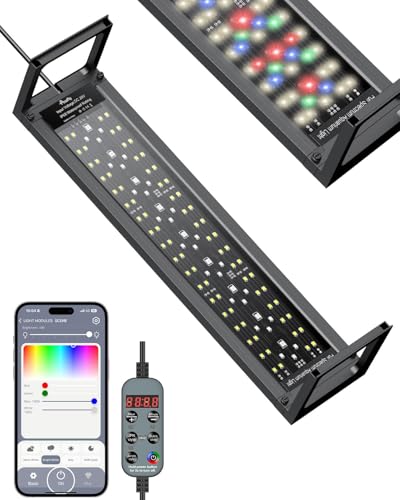 Pawfly Aquarium Light for Plants, 20 W Bluetooth Fish Tank Light, Full Spectrum Aquarium Lights for 18"-24" Fish Tanks, Extendable 24/7 LED Lights with Timer Modes & Adjustable Brightness - color: App control, size: 18" to 24"