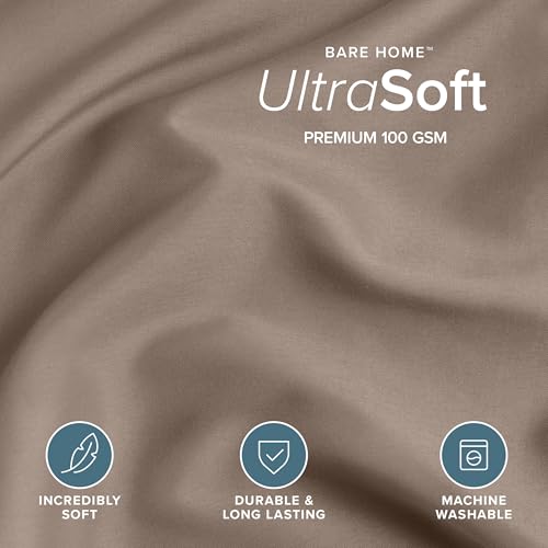 Bare Home Bedding Duvet Cover Extra Long Size - Premium 1800 Super Soft Collection - Lightweight, Cooling Duvet Cover - Soft Breathable Bedding (Twin/Twin XL, Taupe) - color: 09 - Taupe (No Comforter), size: Twin/Twin XL