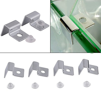 4 Size 4Pcs Stainless Steel Aquarium Fish Glass Cover Support, Universal Lid Clips (6mm)