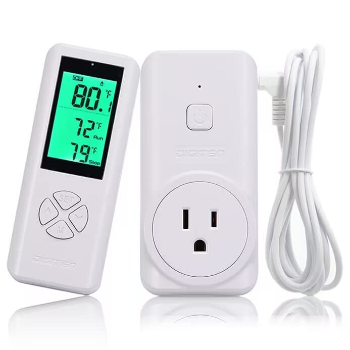 DIGITEN Wireless Temperature Controller Plug-in Thermostat Remote Control Reptile Thermostat Outlet with Temperature Sensor Wireless Thermostat for Home White - style: 2.Temperature is detected by the Outlet.