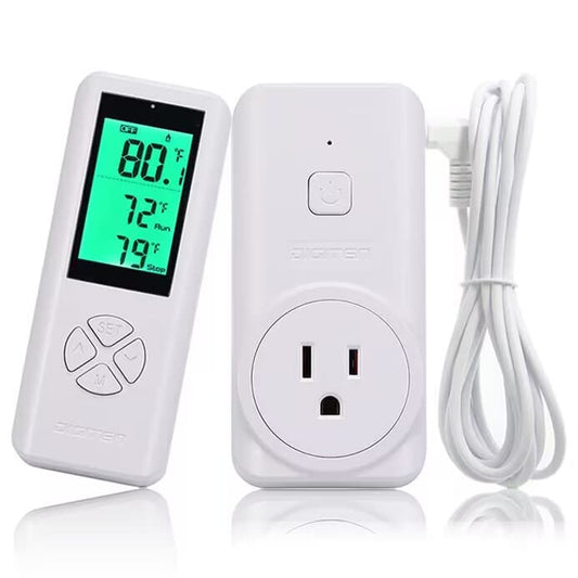 DIGITEN Wireless Temperature Controller Plug-in Thermostat Remote Control Reptile Thermostat Outlet with Temperature Sensor Wireless Thermostat for Home White - style: 2.Temperature is detected by the Outlet.