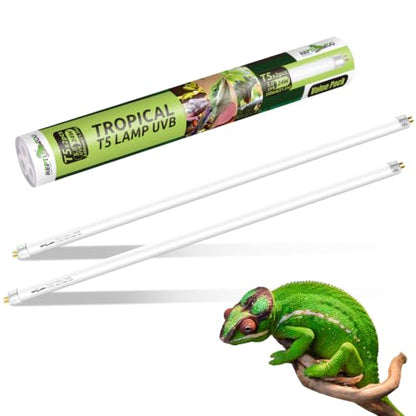 REPTI ZOO 2 Pack 22" T5 5.0 UVB Reptile Light Bulb 24W, UVA UVB Fluorescent Lamp Tube for Turtles, Chameleon, Tortoises, Lizard - color: 5.0 UVB-22" 24W