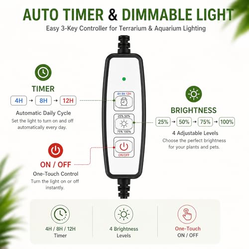 AREPK Aquarium Light Full Spectrum LED, for Under 3 Gallon Fish Tank, Light with Timer Auto On/Off, Betta Fish Tank,Indoor Plant Growth, Potted Plants, Succulent, Miniature Gardening Landscape (5)