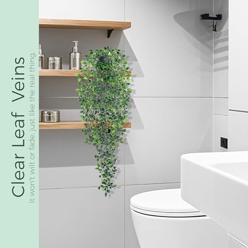Der Rose 34'' Fake Hanging Plants Artificial Potted Mandala Vine Plants Indoor and Outdoor for Office Home Living Room Bathroom Wall Shelf Decor (1Pack) - size: 34"-Fake Mandala