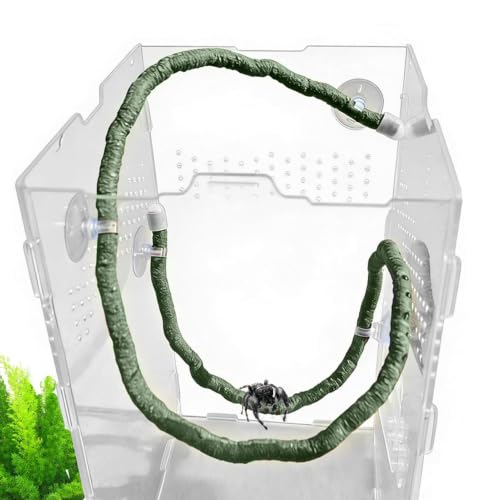 Artificial Reptile Climbing Vine, Bendable Jungle Branch Decor, Terrarium Habitat Accessories, Secure Suction Cup Vines, Tank Greenery for Reptiles - size: Green