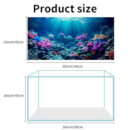 COMSUN 3 Pack Aquarium Background, 36x18 inches Polyester Aquarium Background, Cloth Fish Tank Background, Undersea Corals Sunshines & Rock Aquatic Plants - size: 36x18 Inch