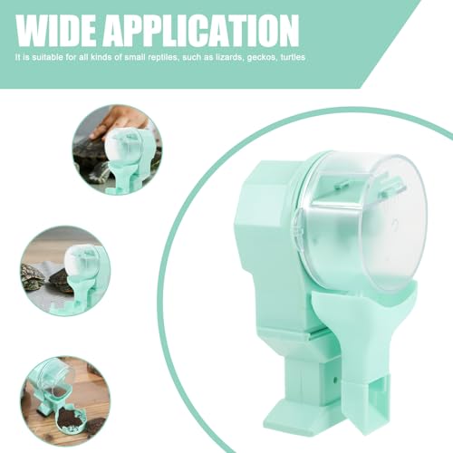 HOMSFOU Automatic Reptile Feeder and 100ml Water Dish Dispenser, Smart Timed Feeding Bowl for Turtles and Lizards, Large Capacity Emerald Reservoir for Terrarium Use