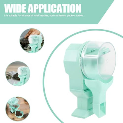 HOMSFOU Automatic Reptile Feeder and 100ml Water Dish Dispenser, Smart Timed Feeding Bowl for Turtles and Lizards, Large Capacity Emerald Reservoir for Terrarium Use