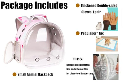 Portable Small Animal Backpack Travel Breathable Pet Carrier Bag Cages for Guinea Pig, Rabbit, Bearded Dragon, Squirrel, Tortoise, Bird, Lizard, Sugar Glider - color: Flower Print