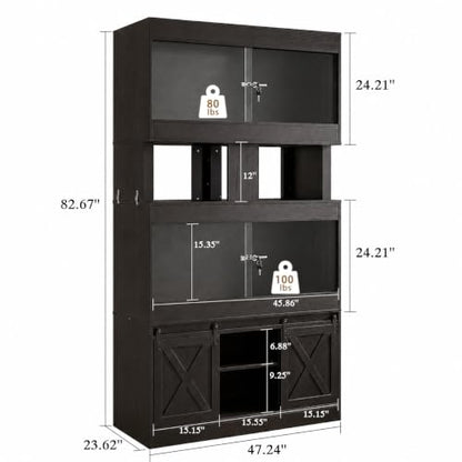 Cushore Double 4x2x2 Reptile Enclosure with Stand, Solid Wood 120 Gallon Reptile Terrarium, Bearded Dragon Tank Stand with Sliding Door and 2 Cabinets for Snake, Lizard, Crested Gecko, Black