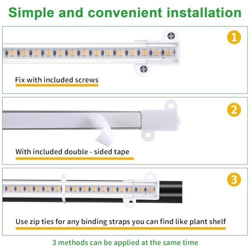 Four Head 8.6 Inches LED Grow Light Strips, Grow Lights for Indoor Plants Full Spectrum 3000K, 104 LEDs Plant Light with 10 Dimmable Levels, 3/9/12H Timer for Seedling Succulent and Plant Shelf - size: 8.6Inch 4 Head 1 Pack