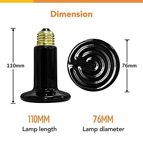 Simple Deluxe 60W Ceramic Heat Emitter Reptile Heat Lamp Bulb No Light Emitting Brooder Coop Heater for Amphibian Pet & Incubating Chicken, Black, 4-Pack - size: 60 W, style: 4-Pack
