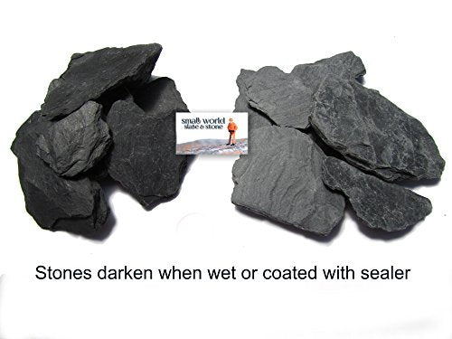 Natural Slate Stone 1 to 3 Inches - USA Sourced and Packaged for Aquascaping Aquariums, Terrariums, Paludariums, Reptile Enclosures, Wargaming, Models, Mosaic Art, Miniature Fairy Gardens (2lbs Grey) - style: 2lbs