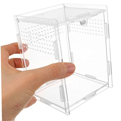 Acrylic Reptile Breeding Box Transparent Clear Feeding Terrarium for Reptiles Durable Ventilated Case for Snakes Lizards and Geckos - size: 10x8cm