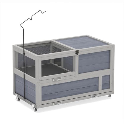 COZIWOW 2-Tier Tortoise Enclosure with Adjustable Lamp Stand, Large Wooden Tortoise Habitat, Indoor & Outdoor Reptile Enclosure for Small Animals, Ramps, Wheels, Deeper Bottom to Burrow